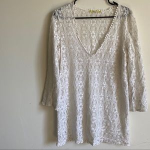 Gianni Bini || Crochet Knit Coverup Mini Dress
